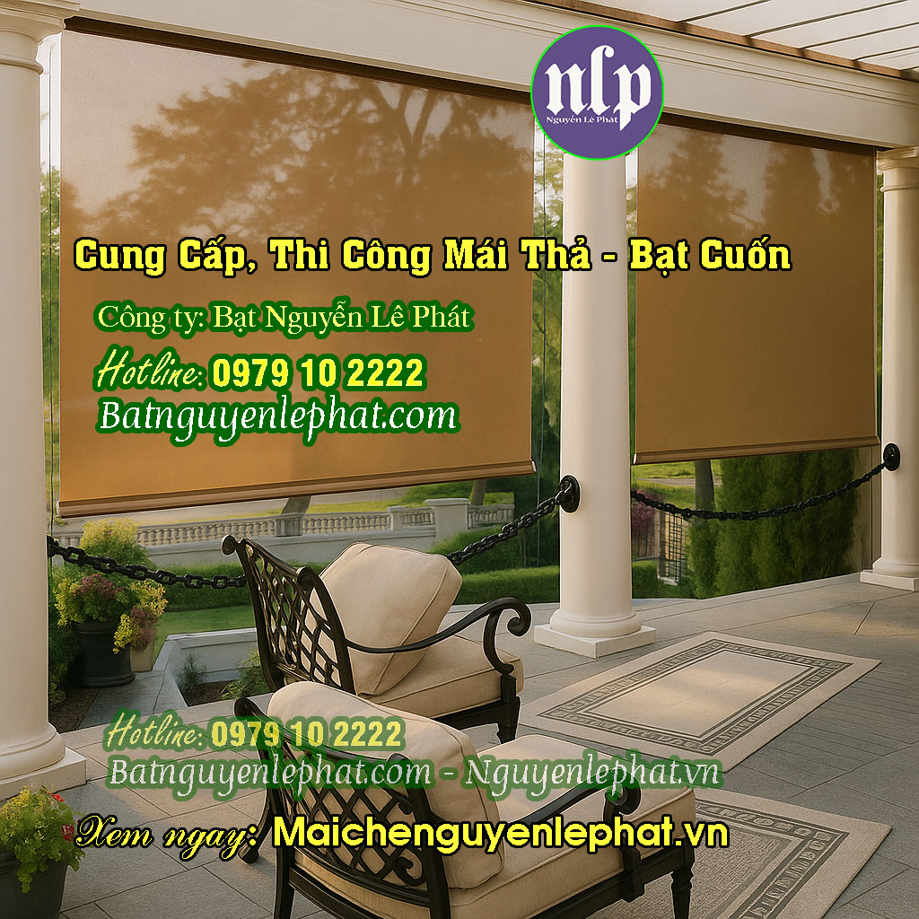 Rèm bạt cuốn Thay bạt mái che di động quán cafe mới tại Bình Tân