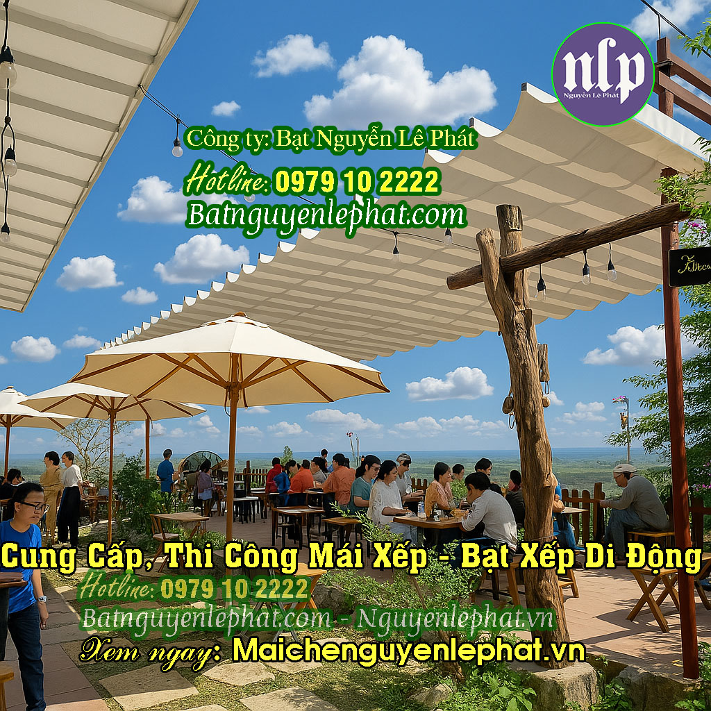 Bạt mái xếp kéo tay Bạt mái xếp kéo tay