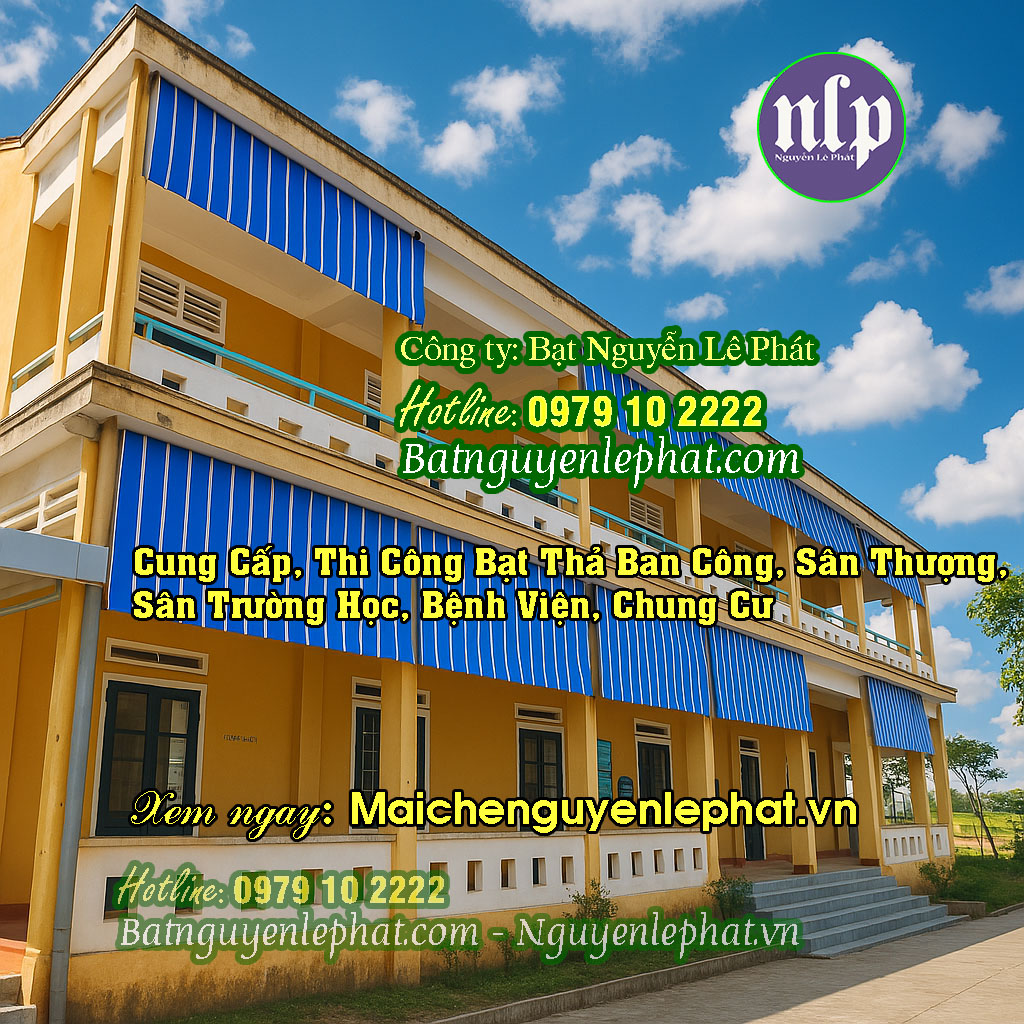 Rèm che nắng mưa ngoài trời THAY BẠT MÁI CHE SÂN TRƯỜNG HỌC