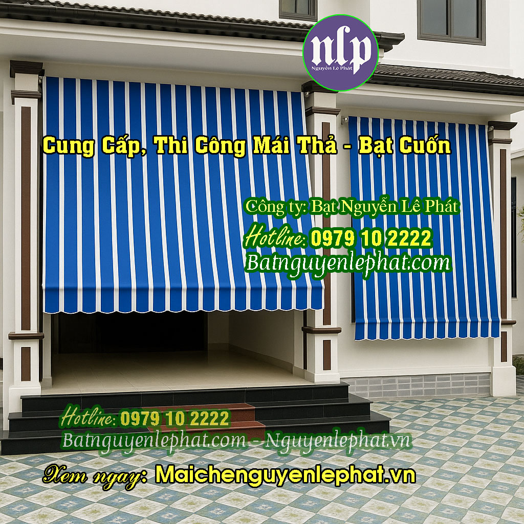 Bạt che nắng mưa tự cuốn trước hiên nhà