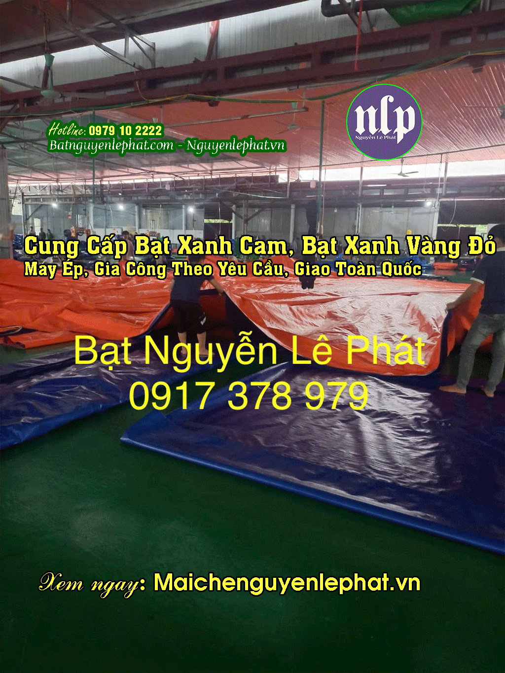 Bạt che nắng mưa xanh cam
