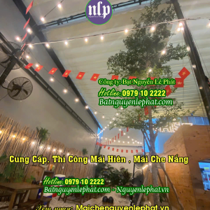 Mái bạt che xếp quay tay