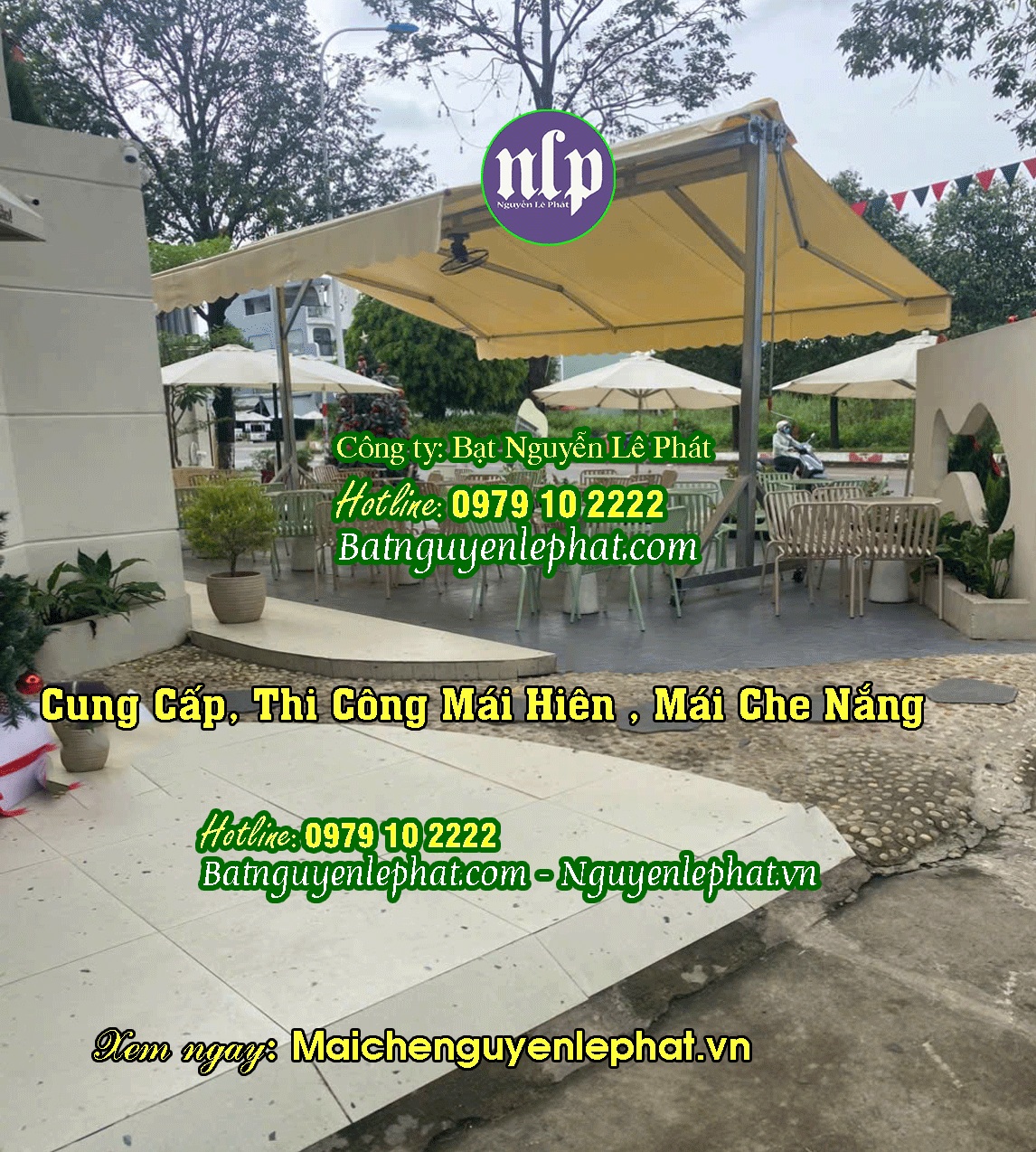 Mái che bạt kéo che nắng mưa