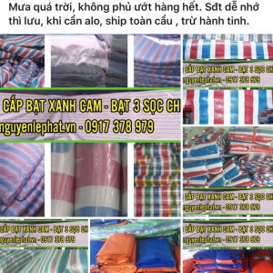 Bạt xanh cam che hàng hóa ở Bình Dương